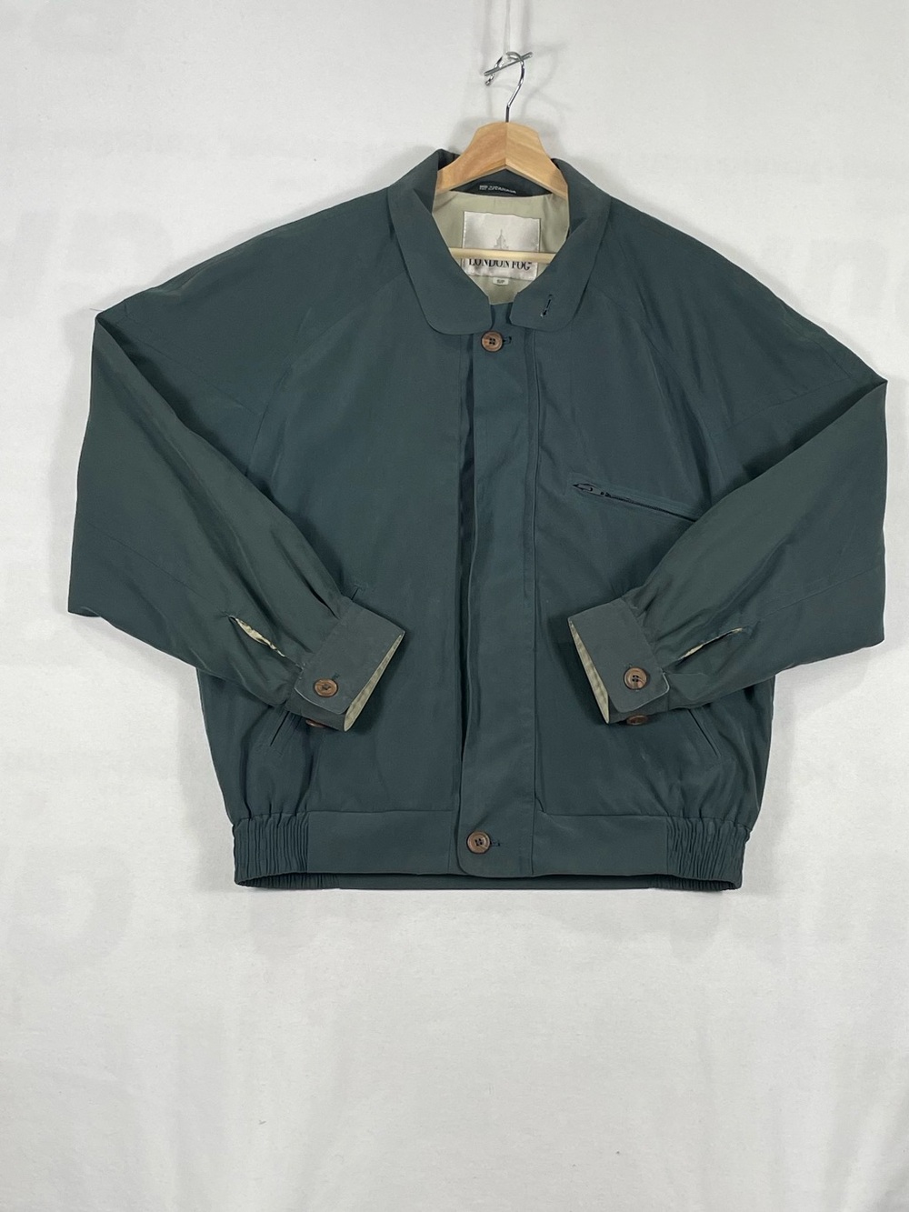 Vintage London Fog Dark Green Bomber Jacket Coat Made In Canada Mens Sz S
